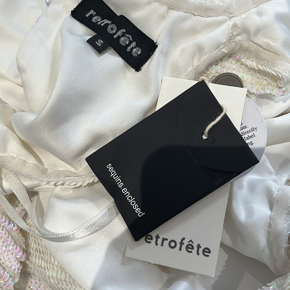 Retrofete Maxi dress iridescent sequence with belt - Picture 11 of 17